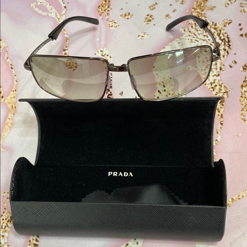 Prada Silver Sunglasses with Black Case